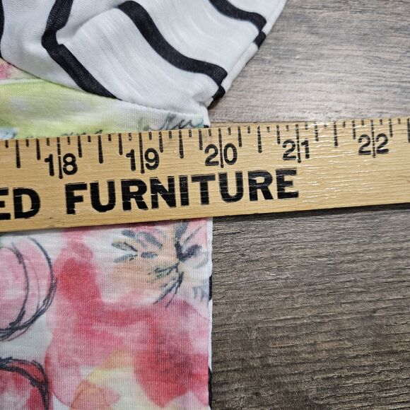 Zenergy by Chico's White Multi Stripe Floral Tunic 3/4 Sleeve Top Size Medium - Picture 12 of 14